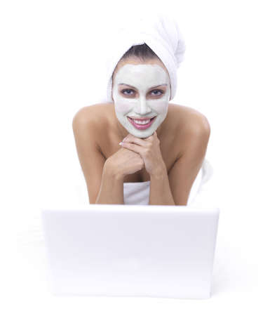 Portrait of beautiful woman during spa treatmentの写真素材