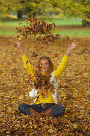 Beautiful sexy woman in natural autumn outdoors
