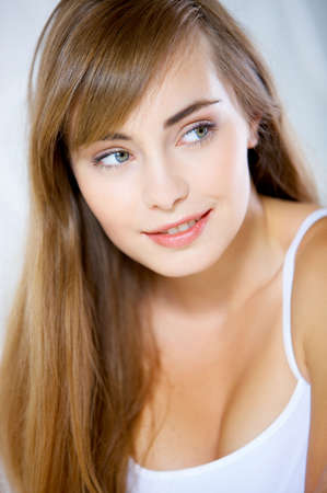 Portrait of cute and happy teenage girl の写真素材