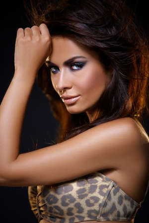Portrait of beautiful young woman in sexy lingerieの写真素材