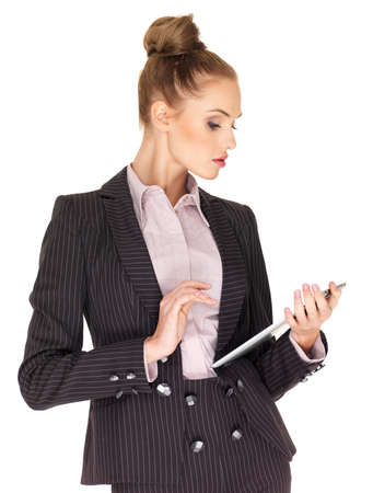 Young business woman working on tabletの写真素材