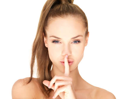 Portrait of beautiful woman on white backgroundの写真素材