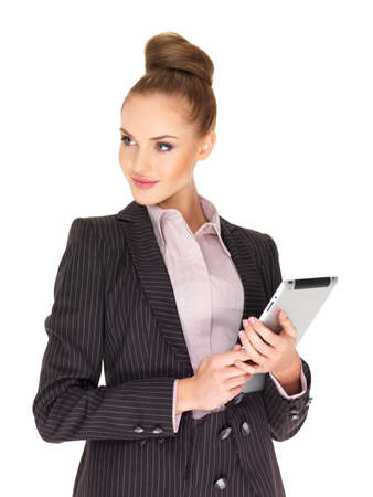 Young business woman working on tabletの写真素材