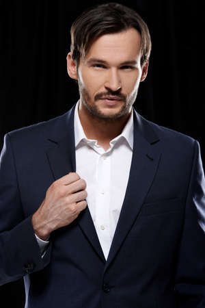 Portrait of a fancy young elegant Caucasian beard manの写真素材