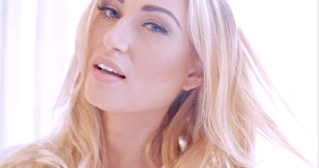 Sensual Pretty Face of Young Blond Womanの写真素材