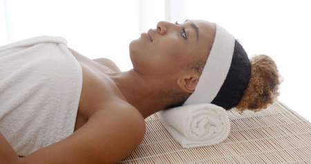 Portrait of a woman getting ready for the spa treatment