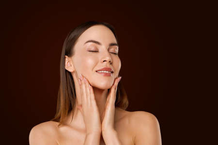 Attractive young female with perfect skinの写真素材