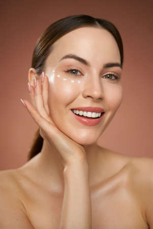 Smiling woman with natural makeupの写真素材