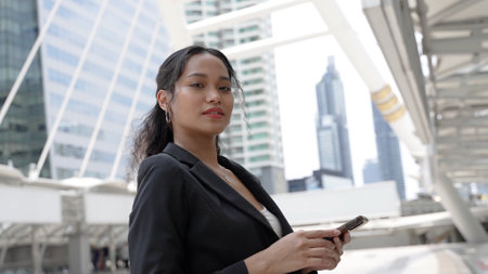 Young Businesswoman Enjoying City Life in Bangkok.の写真素材