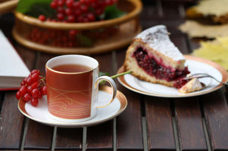 Tea with the cherry pie. Still Lifeの写真素材