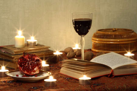 Still Life With Pomegranrte And Wineの写真素材