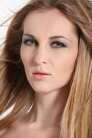 Portrait of the beautiful blond girl. Close upの写真素材