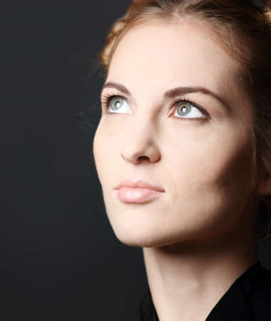 Close up portrait of the girl with green eyesの写真素材