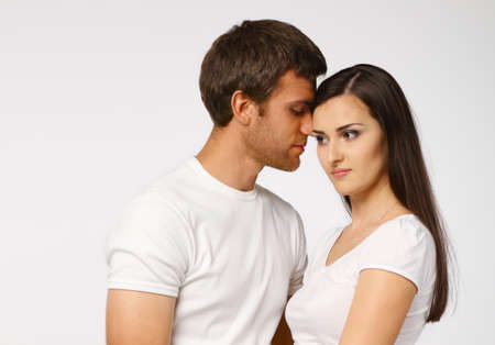 Portrait of a young beautiful couple in studioの写真素材
