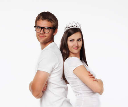 Portrait of a young beautiful couple in studioの写真素材