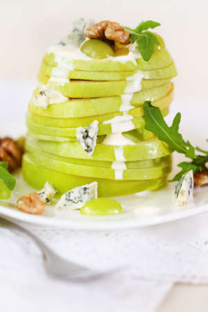 Waldorf salad with apple, cheese and walnutの写真素材
