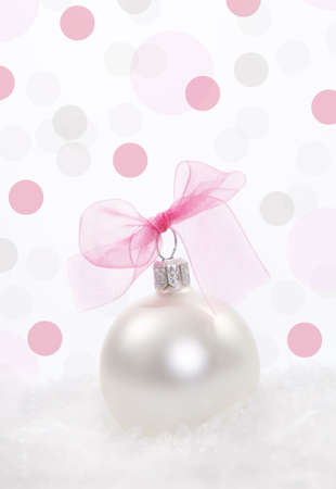 Christmas composition with  christmas decoration over polka dots backgroundの写真素材