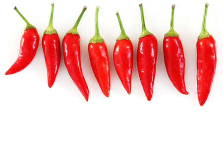 Red hot pepper over white background with copyspaceの写真素材