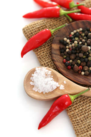 Spices over white background with copyspace  の写真素材