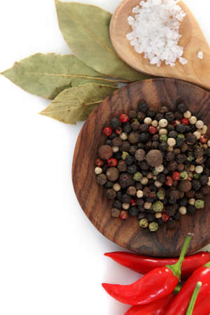 Spices over white background with copyspaceの写真素材