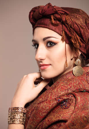 Portrait of a young beautiful woman in east styleの写真素材