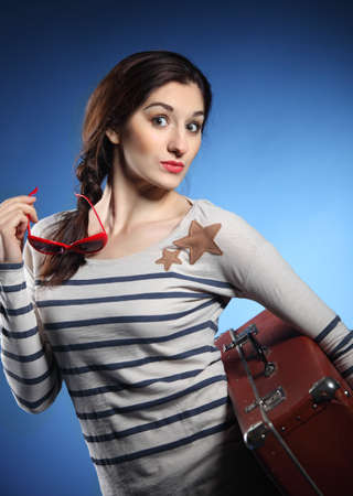 Portrait of the lovely woman in retro styleの写真素材