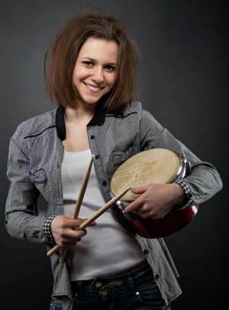 Crazy portrait of the young rock teen girl