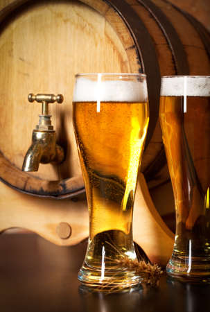 Still life with a draft beer by the glassの写真素材