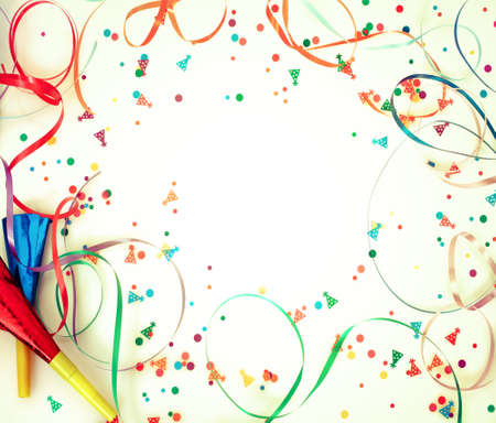 Holiday confetti on retro background with copyspaceの写真素材