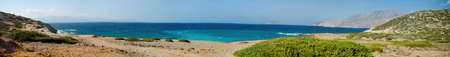 Beautiful sea landscape panorama of Crete, Greeceの写真素材