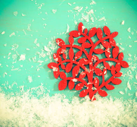 Christmas retro card with Christmas decorationの写真素材