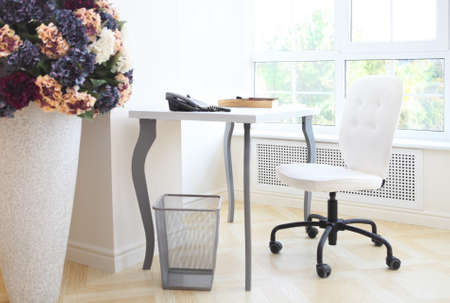 Modern interior of home office with writing tableの写真素材