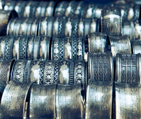 Traditional metall bracelets on the market of Tunisia