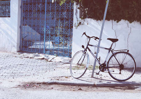 Vintage bicycle in the street of Tunis, Tunisiaの写真素材