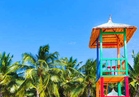 Open lifeguard tower on the beach, Nha Trang, Vietnamの写真素材