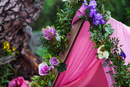 Romantic decoration on mountains, wedding inspirations. Close upの写真素材