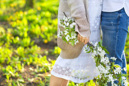 Young couple in love in nature. Close upの写真素材