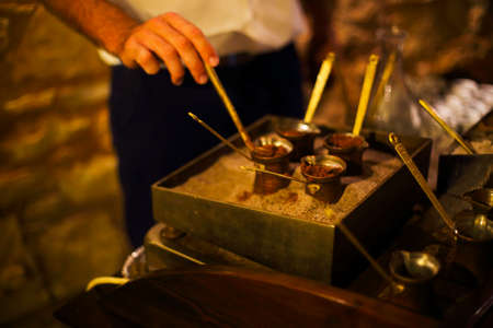 Coffee making on the sand. Alternative coffee brewing methodの写真素材
