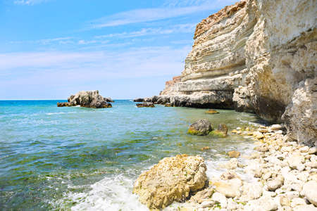 Beauty nature sea landscape of Crimea, horizontal photo. The Black Sea coast of Crimea, Kazachiaya Bayの写真素材