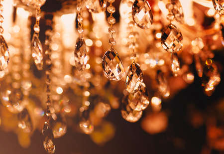 Chrystal chandelier close up. Glamour background with copy spaceの写真素材