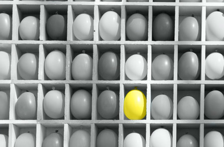 Ballons. illuminating yellow and ultimate gray colorsの写真素材