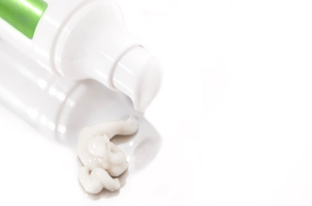 Extreme close up of mock up of tube of face or body cream. texture cosmetics. Beauty product...