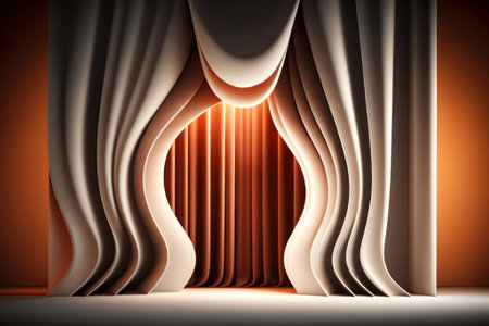 Abstract beautiful textured background with fabric folds. A beautiful scene for your beauty products. Gradient brown background. Generated by AI.の素材