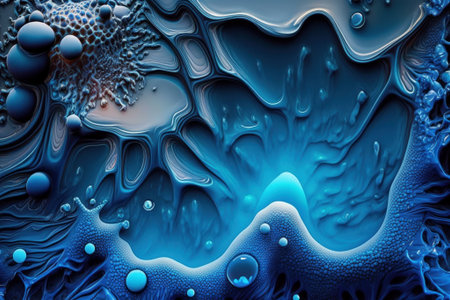 Dive into the mesmerizing blue: A stunning abstract piece with fluid shapes and gradients, perfect for wallpaper or artistic inspirationの素材