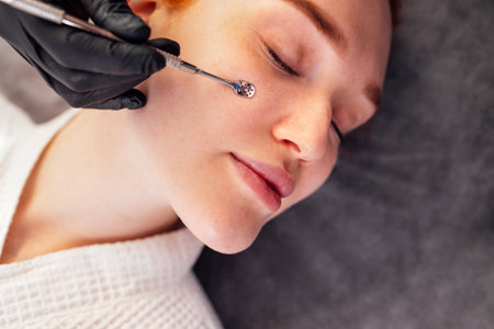 Mechanical or manual face cleansing, facial treatment in a serene spa environment, with a...