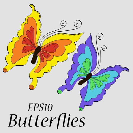 Beautiful butterflies of different colorsのイラスト素材