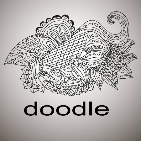 doodle black coloring mandala pattern beautiful designのイラスト素材