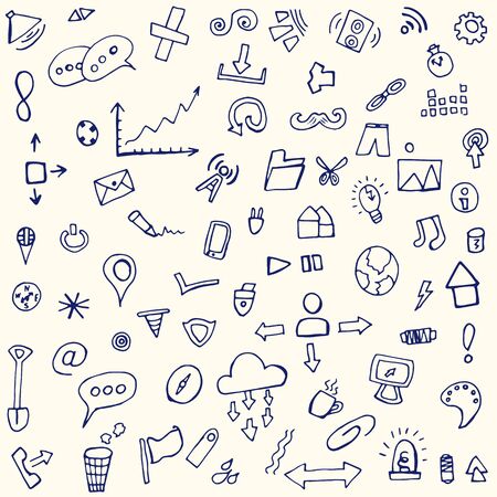 doodle icons, arrows for the site, hand-drawn,のイラスト素材