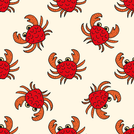 Happy crabs, Seamless nautical pattern with cute crabs and light backgroundのイラスト素材