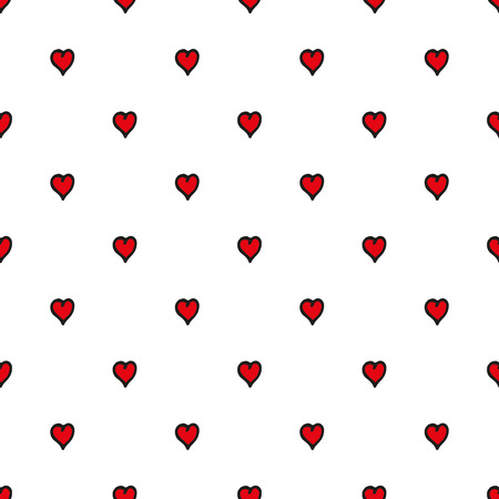Seamless pattern. Red heart texture in doodle style. Vector illustration